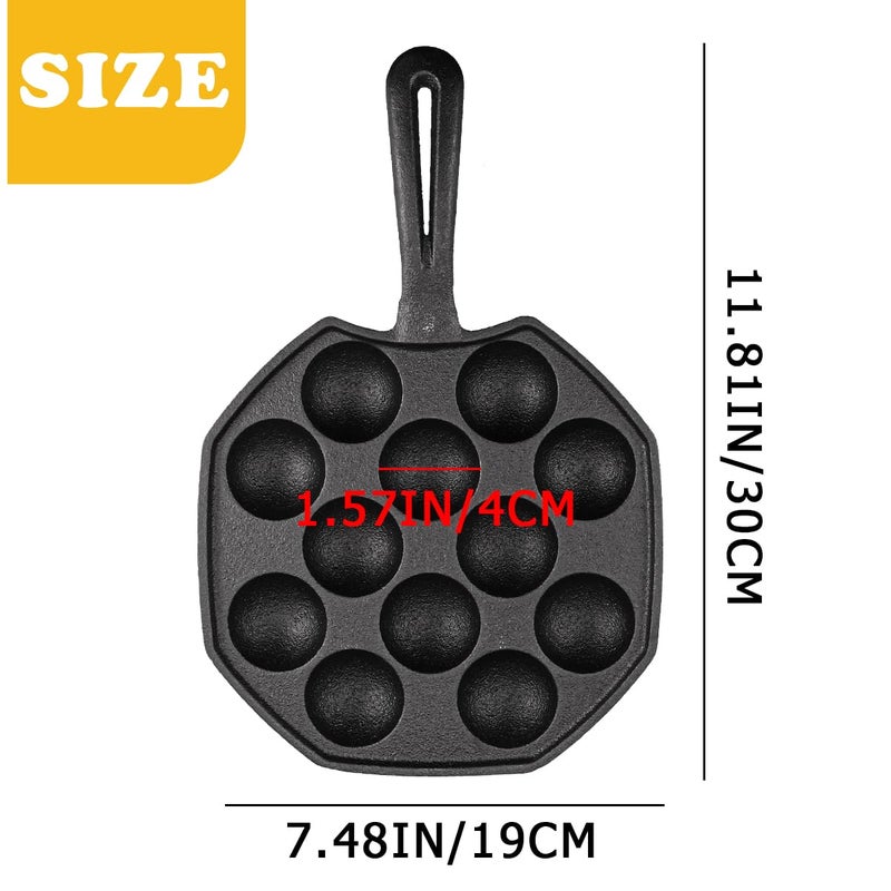 DOERDO DD DOERDO Takoyaki Maker Takoyaki Pan Cast Iron Octopus Meat Ball Mold Nonstick Baking Tray for Octopus Balls  12 Holes - Image 2